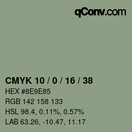 Color code: CMYK 10 / 0 / 16 / 38 | qconv.com