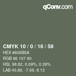 Color code: CMYK 10 / 0 / 16 / 58 | qconv.com