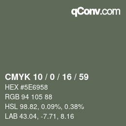 Color code: CMYK 10 / 0 / 16 / 59 | qconv.com