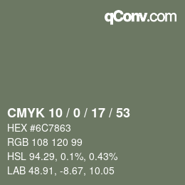 カラーコード: CMYK 10 / 0 / 17 / 53 | qconv.com