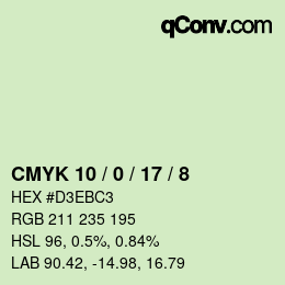 Color code: CMYK 10 / 0 / 17 / 8 | qconv.com