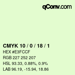 Color code: CMYK 10 / 0 / 18 / 1 | qconv.com