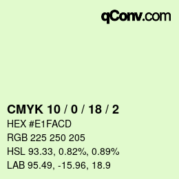 Color code: CMYK 10 / 0 / 18 / 2 | qconv.com