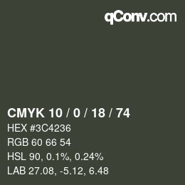 Código de color: CMYK 10 / 0 / 18 / 74 | qconv.com