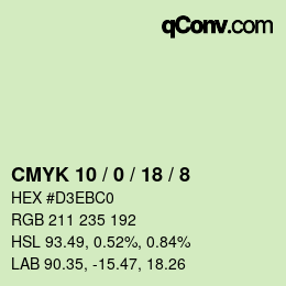 カラーコード: CMYK 10 / 0 / 18 / 8 | qconv.com