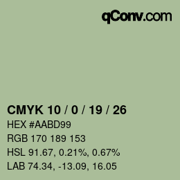 Color code: CMYK 10 / 0 / 19 / 26 | qconv.com