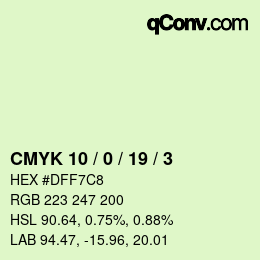 Color code: CMYK 10 / 0 / 19 / 3 | qconv.com