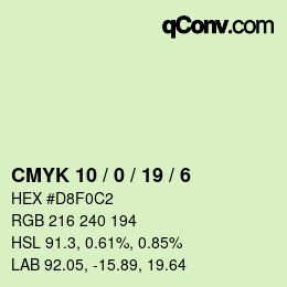 Color code: CMYK 10 / 0 / 19 / 6 | qconv.com