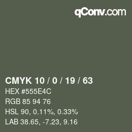 Color code: CMYK 10 / 0 / 19 / 63 | qconv.com