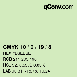 Color code: CMYK 10 / 0 / 19 / 8 | qconv.com