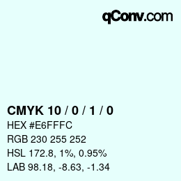 カラーコード: CMYK 10 / 0 / 1 / 0 | qconv.com