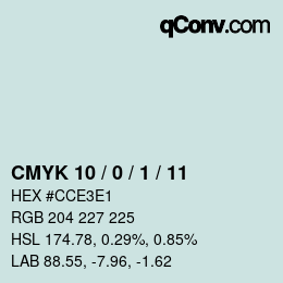 カラーコード: CMYK 10 / 0 / 1 / 11 | qconv.com