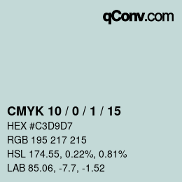 Farbcode: CMYK 10 / 0 / 1 / 15 | qconv.com