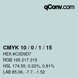 カラーコード: CMYK 10 / 0 / 1 / 15 | qconv.com