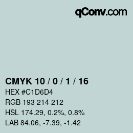 カラーコード: CMYK 10 / 0 / 1 / 16 | qconv.com