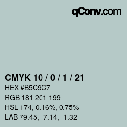 カラーコード: CMYK 10 / 0 / 1 / 21 | qconv.com