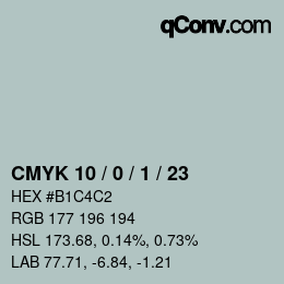 カラーコード: CMYK 10 / 0 / 1 / 23 | qconv.com