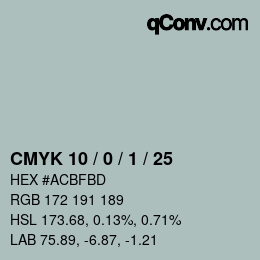 颜色代码: CMYK 10 / 0 / 1 / 25 | qconv.com