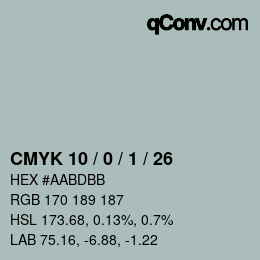 カラーコード: CMYK 10 / 0 / 1 / 26 | qconv.com