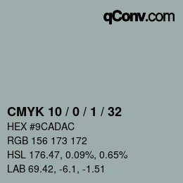 カラーコード: CMYK 10 / 0 / 1 / 32 | qconv.com