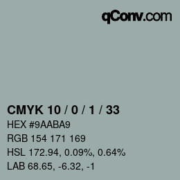 颜色代码: CMYK 10 / 0 / 1 / 33 | qconv.com