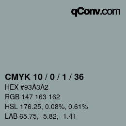 カラーコード: CMYK 10 / 0 / 1 / 36 | qconv.com