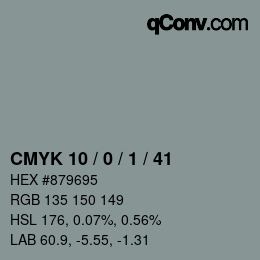 カラーコード: CMYK 10 / 0 / 1 / 41 | qconv.com