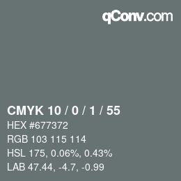 Color code: CMYK 10 / 0 / 1 / 55 | qconv.com