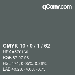 颜色代码: CMYK 10 / 0 / 1 / 62 | qconv.com