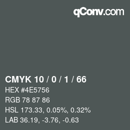 颜色代码: CMYK 10 / 0 / 1 / 66 | qconv.com