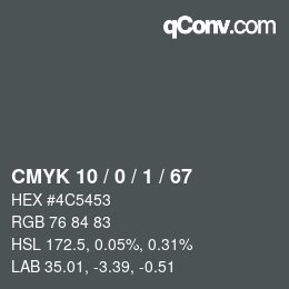 颜色代码: CMYK 10 / 0 / 1 / 67 | qconv.com