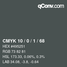 カラーコード: CMYK 10 / 0 / 1 / 68 | qconv.com
