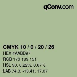 カラーコード: CMYK 10 / 0 / 20 / 26 | qconv.com