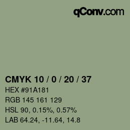 カラーコード: CMYK 10 / 0 / 20 / 37 | qconv.com