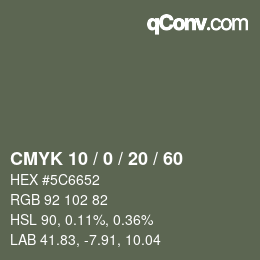 Color code: CMYK 10 / 0 / 20 / 60 | qconv.com