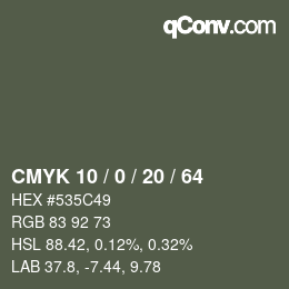Color code: CMYK 10 / 0 / 20 / 64 | qconv.com