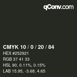 颜色代码: CMYK 10 / 0 / 20 / 84 | qconv.com