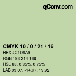 Color code: CMYK 10 / 0 / 21 / 16 | qconv.com