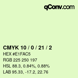カラーコード: CMYK 10 / 0 / 21 / 2 | qconv.com