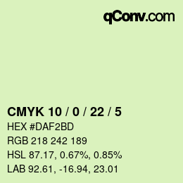 Código de color: CMYK 10 / 0 / 22 / 5 | qconv.com