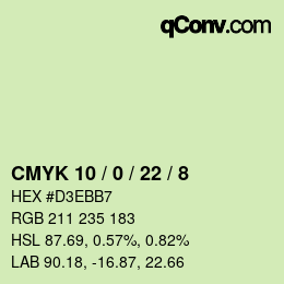 カラーコード: CMYK 10 / 0 / 22 / 8 | qconv.com