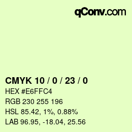 Color code: CMYK 10 / 0 / 23 / 0 | qconv.com