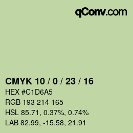 Color code: CMYK 10 / 0 / 23 / 16 | qconv.com