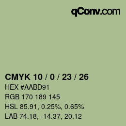 颜色代码: CMYK 10 / 0 / 23 / 26 | qconv.com