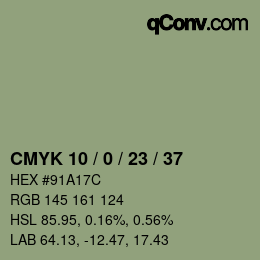 カラーコード: CMYK 10 / 0 / 23 / 37 | qconv.com