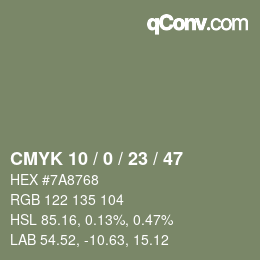 カラーコード: CMYK 10 / 0 / 23 / 47 | qconv.com