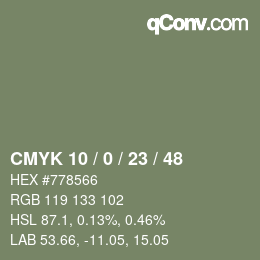 Color code: CMYK 10 / 0 / 23 / 48 | qconv.com