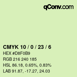 カラーコード: CMYK 10 / 0 / 23 / 6 | qconv.com