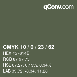 Color code: CMYK 10 / 0 / 23 / 62 | qconv.com