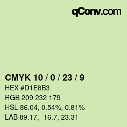 カラーコード: CMYK 10 / 0 / 23 / 9 | qconv.com